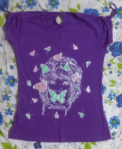 Purple Butterfly Graphic T-Shirt