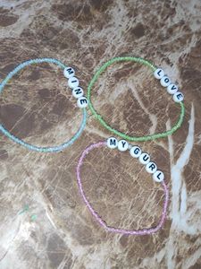 set of 3 Beaded Word Bracelets🌸