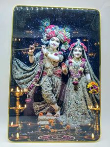 Crystal bubble frame Radha Krishna size 12x18 inch