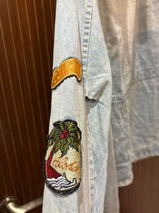 Washed Denim Jacket with Patches