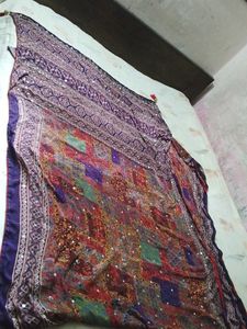 Embroidered Silk Saree with stones