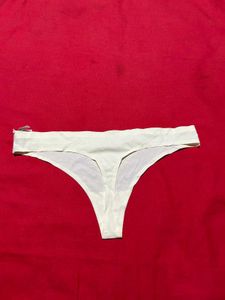 Cream Ribbed Thong Panty