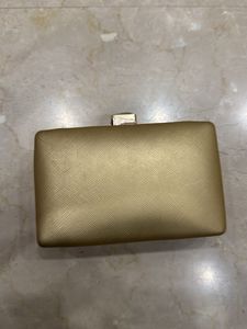 Gold Evening Clutch with Jewel Detail