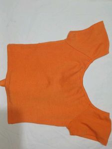 Orange Tie-Front Top