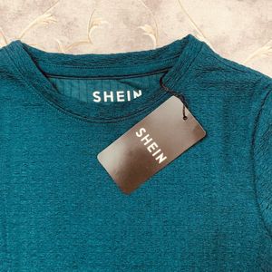 Teal Green Textured Crop Top