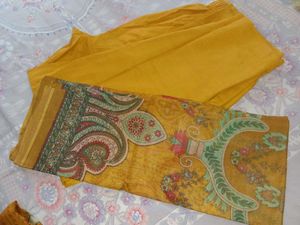 Mustard Printed Pakistani Kurti Set