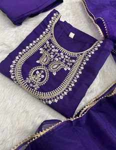 Beautiful Purple Embroidered Kurta Set