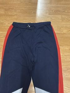 Women Navy Blue Joggers with Red Accents