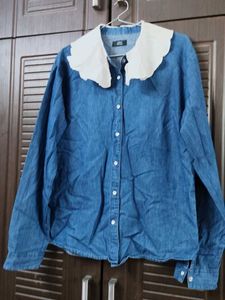 Denim Shirt with Peter Pan Collar