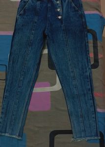 Blue Denim Jeans SIDE BUTTON