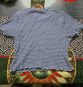 Striped Cropped Ribbed Top