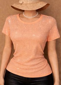 Y2K Sparkling Peach Short Sleeve Top✨🫶🏻