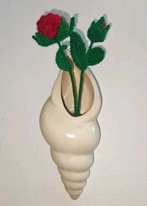 Seashell Wall Vase 🐚with Crochet Flower🌹