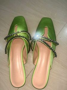 Sparkly Mules - Lime Green