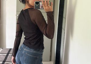 Sheer Mesh Long Sleeve Top
