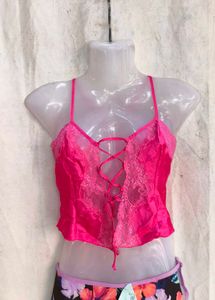 I. Lace Trimmed Satin Camisole