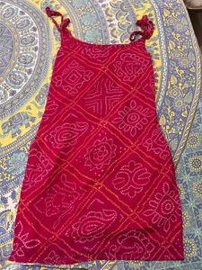 Vibrant Pink Bandhani kurta