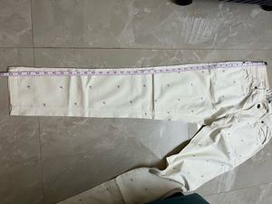American Swan Cream Pants with SwanPrint