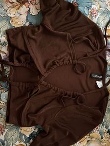 Brown full Sleeve Crop Top