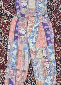 Boho Patchwork Crop Top with jacket and pant