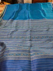 Blue Saree with Striped Pattern