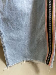 Light Wash Wide Leg Jeans with Side Stripe