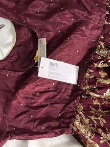 Maroon &amp; Gold Embroidered Lehenga Choli