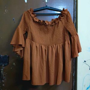 Chic Ruffled Off-Shoulder Smocked Top