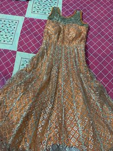 Beautiful Orange Embroidered Gown