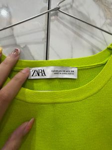 Zara Neon Green Ribbed Tank Top
