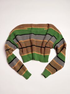 Striped Cropped Knit Sweater