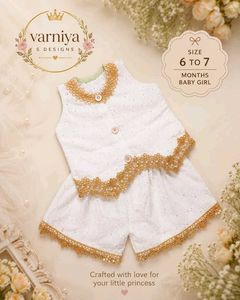 Baby Girl White Lace Trimmed Shorts Set