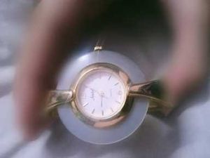 Elegant Gold Jade Bangle Watch