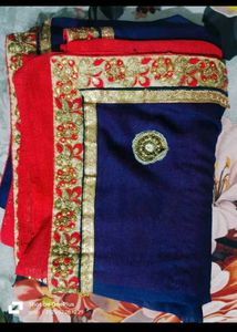 Blue and Red Saree