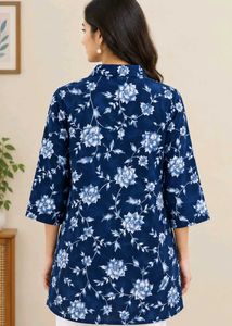 Blue Floral Print Kurta