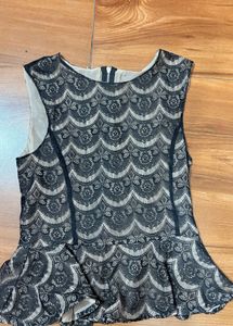 Elegant Black Lace Peplum Top