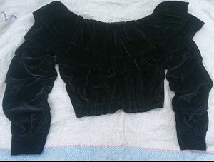Black Velvet Off-Shoulder Top
