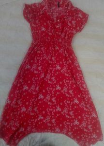 Charming Red Floral Midi Dress