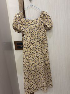 Floral Puff Sleeve Wrap Dress