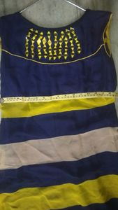 Fancy Kurti dark blue &amp; yellow colour kurti