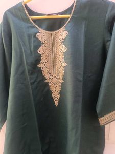 Emerald Green Embroidered Kurta
