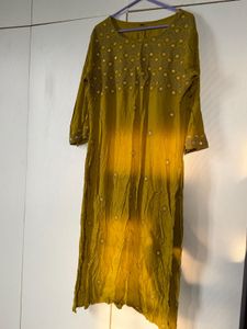 Embroidered Olive Green Kurta
