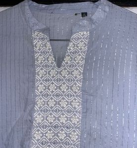 Sparkling Striped Light Blue Kurta