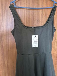 Olive Green Sleeveless A-Line Dress