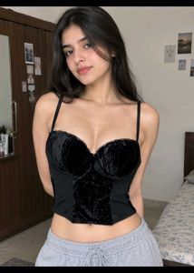 New Black Velvet Corset Top