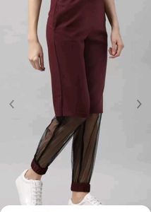 Mast And Harbour Burgundy Sheer Panel Pant