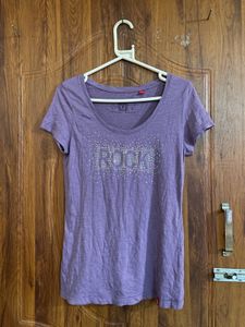 Purple 'Rock' Rhinestone T-Shirt