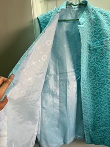 Men's Blue chikankari Nehru Jacket/koti