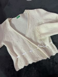 Chic Cream Knit Wrap Cardigan