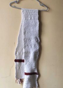 Hand Knitted White Scarf